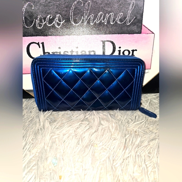 Chanel Chrome Royal Blue Silver Hardware 2014 Boy Continental Long Wallet💙(EUC) - Picture 9 of 10